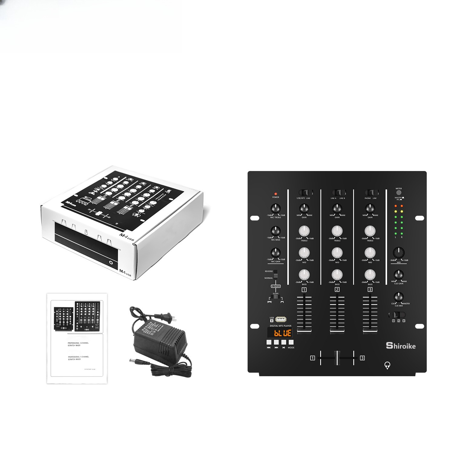 Audio Mixer 4 Channel - Mixer DJ 4-Channel, Konsol Mixing Audio