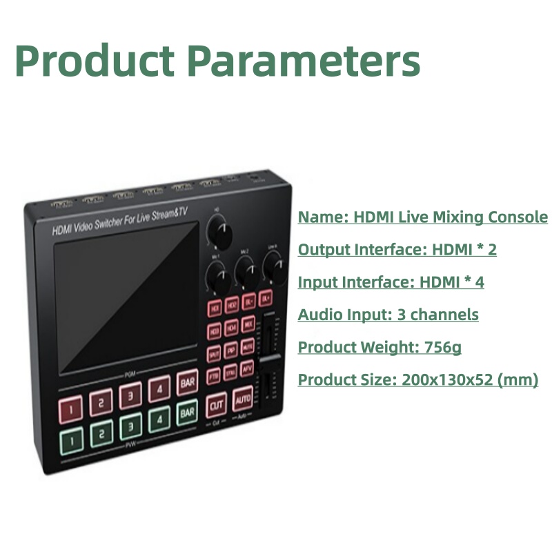 Audio Mixer 4 Channel - Mixer Switcher Video Streaming Langsung HDMI