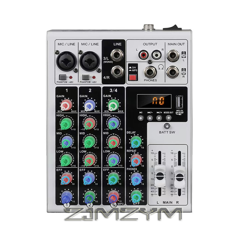 Audio Mixer 4 Channel - Mixer Audio Bluetooth RGB 4 Saluran