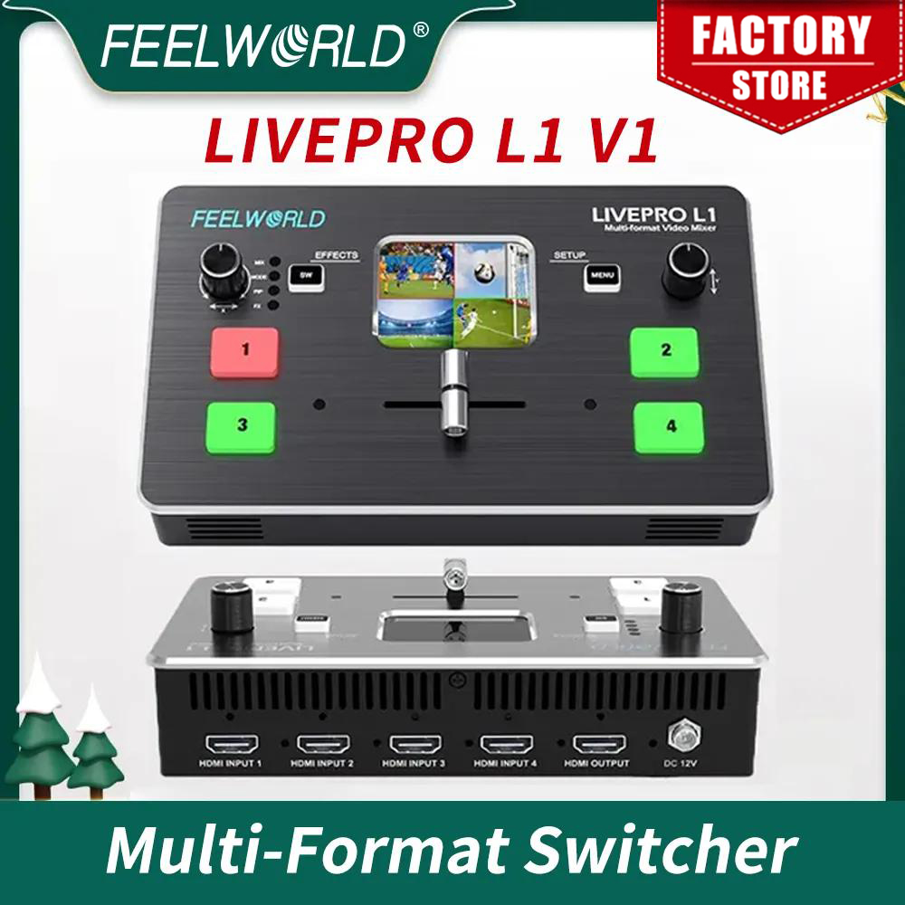 Audio Mixer 4 Channel - FEELWORLD Pro L1 4xHDMI input kamera