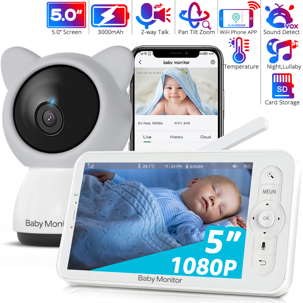 Audio Hd Music - WiFi Baby Monitor dengan APLIKASI, Layar