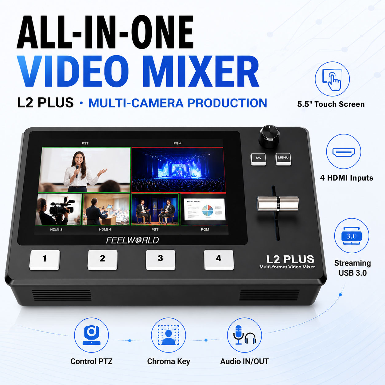 FEELWORLD L2 PLUS Multi-Camera - Audio Mixer 4 Channel ulasan dan harga