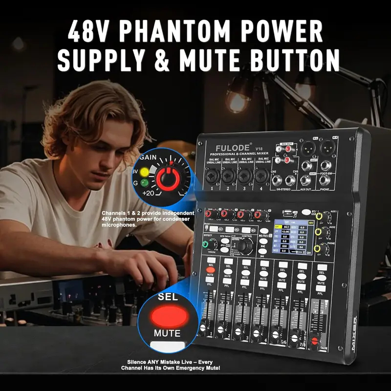 Fuluode 4/8-Channel Mixing Con - Audio Mixer 4 Channel ulasan dan harga