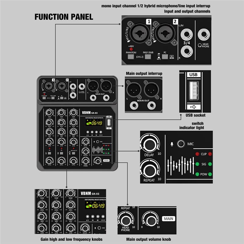 M52K-Konsol DJ Bluetooth 4 Sal - Audio Mixer 4 Channel ulasan dan harga