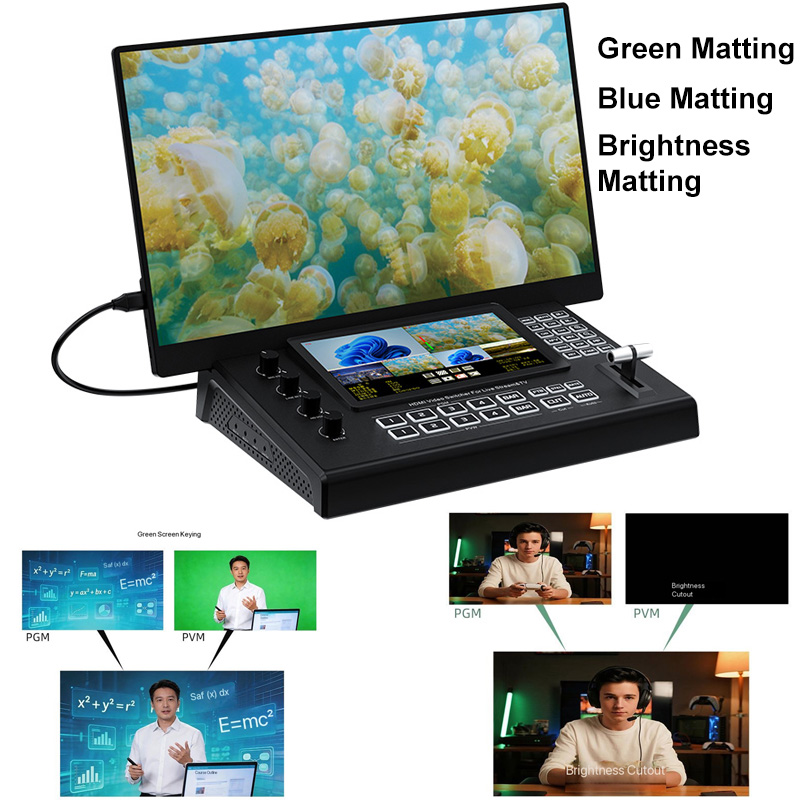 USB3.0 4K 4 in 2 Out HDMI Vide - Audio Mixer 4 Channel ulasan dan harga